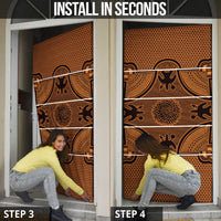 Lesotho Seanamarena Door Cover Basotho Traditional Blanket Style - Orange - Wonder Print Shop