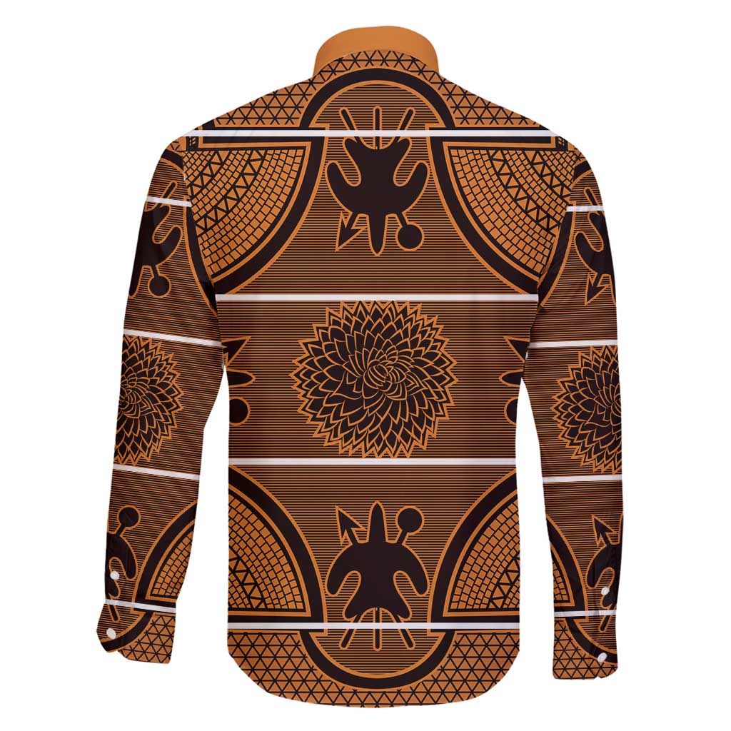 Lesotho Seanamarena Family Matching Long Sleeve Bodycon Dress and Hawaiian Shirt Basotho Traditional Blanket Style - Orange - Wonder Print Shop