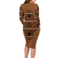 Lesotho Seanamarena Family Matching Long Sleeve Bodycon Dress and Hawaiian Shirt Basotho Traditional Blanket Style - Orange - Wonder Print Shop