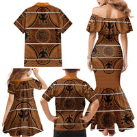Lesotho Seanamarena Family Matching Mermaid Dress and Hawaiian Shirt Basotho Traditional Blanket Style - Orange - Wonder Print Shop