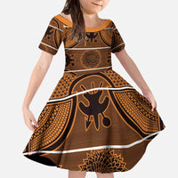 Lesotho Seanamarena Family Matching Off The Shoulder Long Sleeve Dress and Hawaiian Shirt Basotho Traditional Blanket Style - Orange - Wonder Print Shop