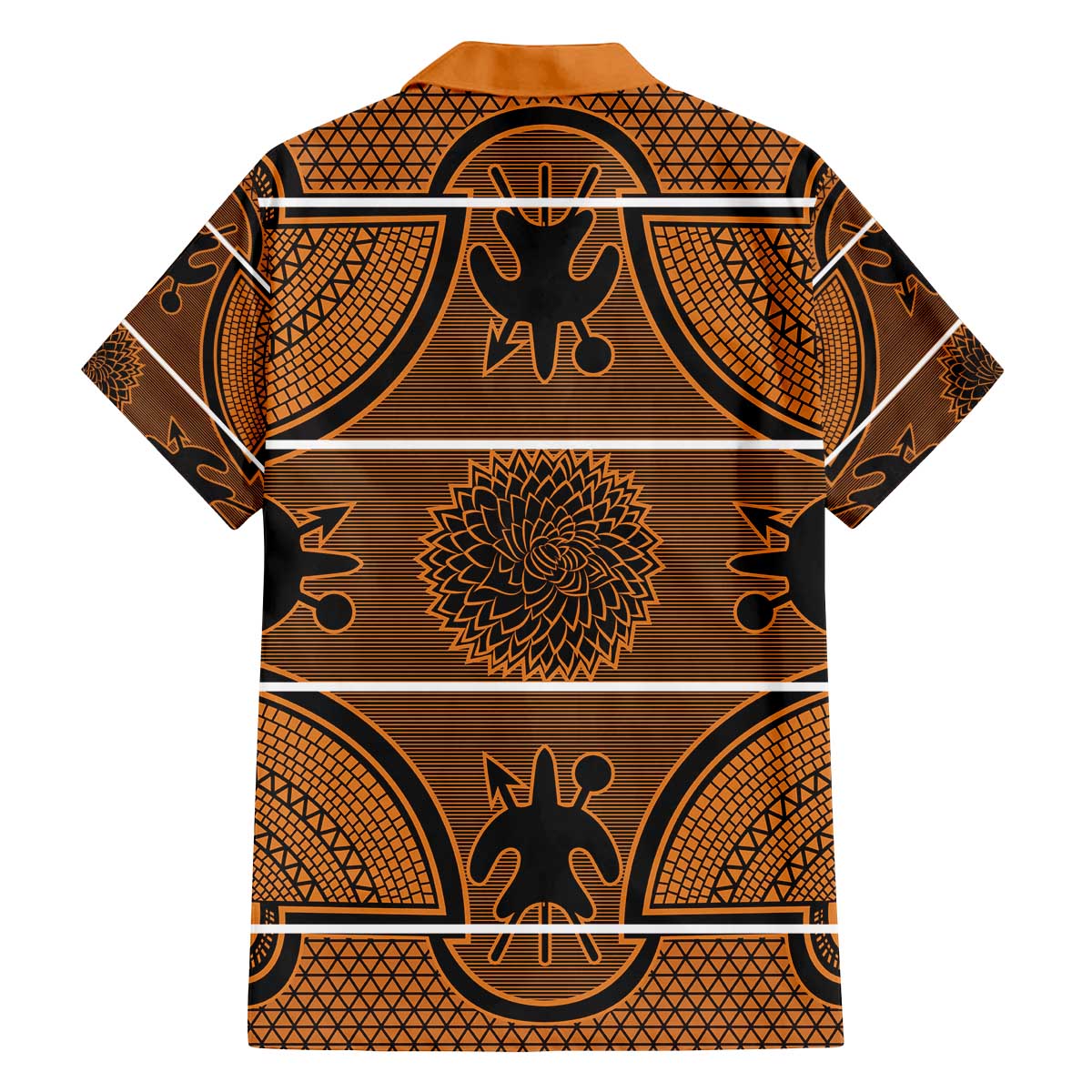 Lesotho Seanamarena Family Matching Off The Shoulder Long Sleeve Dress and Hawaiian Shirt Basotho Traditional Blanket Style - Orange - Wonder Print Shop