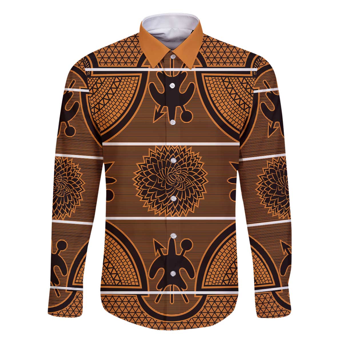 Lesotho Seanamarena Family Matching Off The Shoulder Long Sleeve Dress and Hawaiian Shirt Basotho Traditional Blanket Style - Orange - Wonder Print Shop
