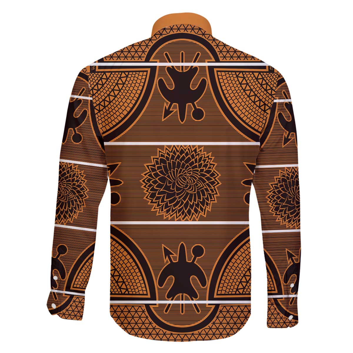 Lesotho Seanamarena Family Matching Off The Shoulder Long Sleeve Dress and Hawaiian Shirt Basotho Traditional Blanket Style - Orange - Wonder Print Shop