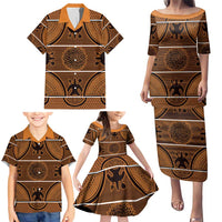 Lesotho Seanamarena Family Matching Puletasi and Hawaiian Shirt Basotho Traditional Blanket Style - Orange - Wonder Print Shop