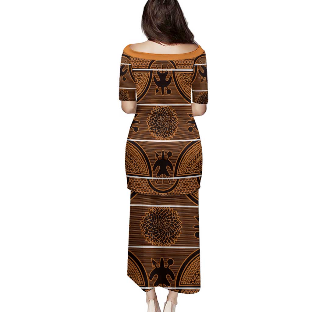 Lesotho Seanamarena Family Matching Puletasi and Hawaiian Shirt Basotho Traditional Blanket Style - Orange - Wonder Print Shop