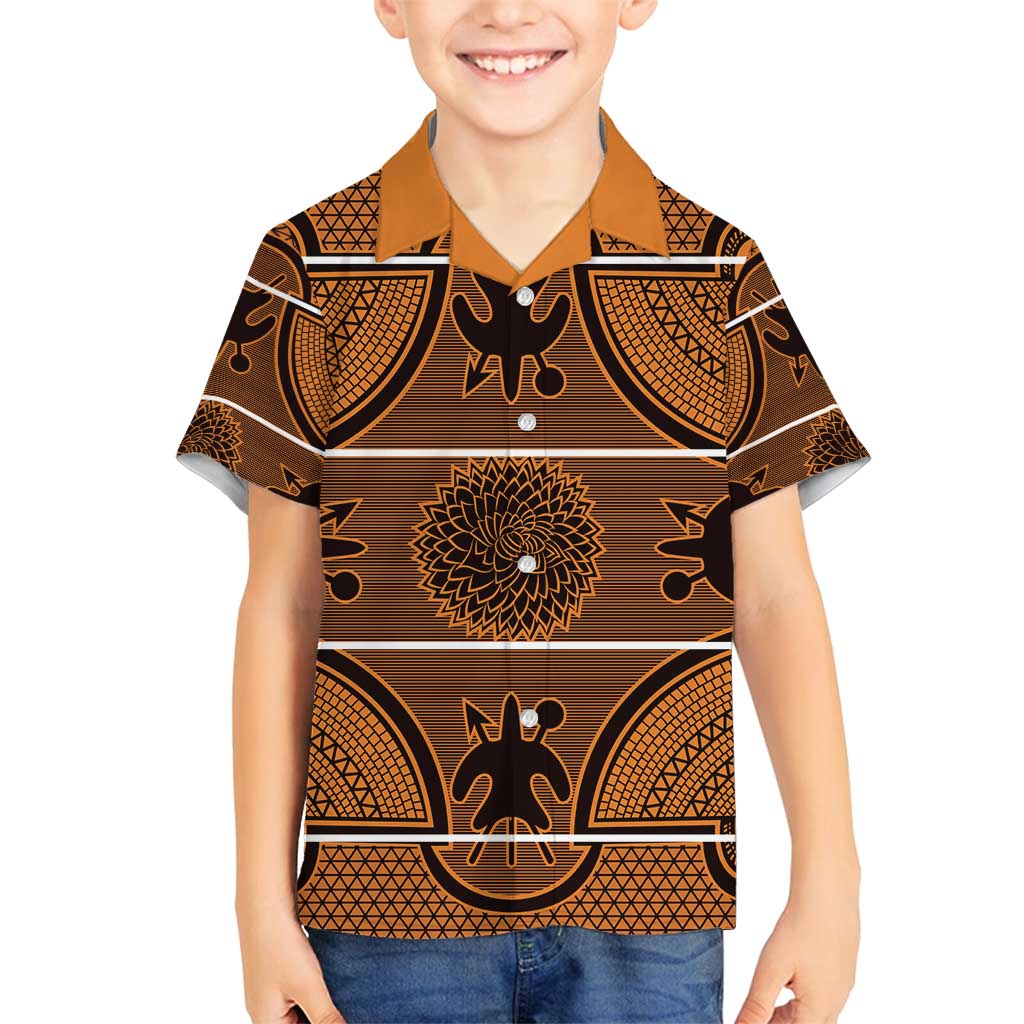 Lesotho Seanamarena Family Matching Puletasi and Hawaiian Shirt Basotho Traditional Blanket Style - Orange - Wonder Print Shop