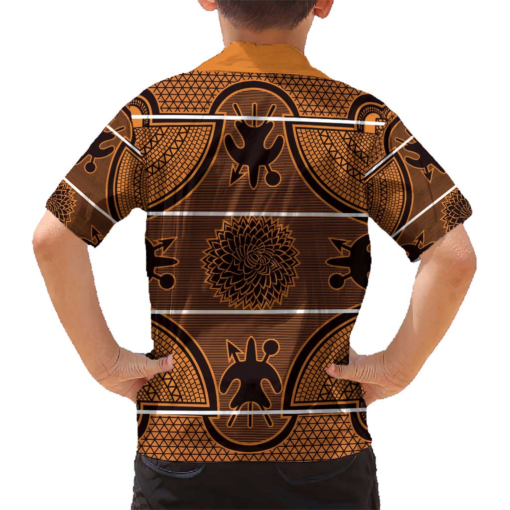 Lesotho Seanamarena Family Matching Short Sleeve Bodycon Dress and Hawaiian Shirt Basotho Traditional Blanket Style - Orange - Wonder Print Shop