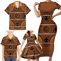 Lesotho Seanamarena Family Matching Short Sleeve Bodycon Dress and Hawaiian Shirt Basotho Traditional Blanket Style - Orange - Wonder Print Shop