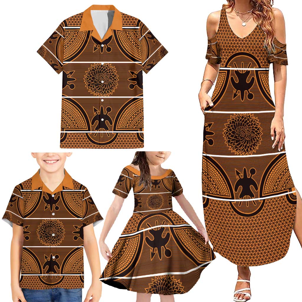 Lesotho Seanamarena Family Matching Summer Maxi Dress and Hawaiian Shirt Basotho Traditional Blanket Style - Orange - Wonder Print Shop