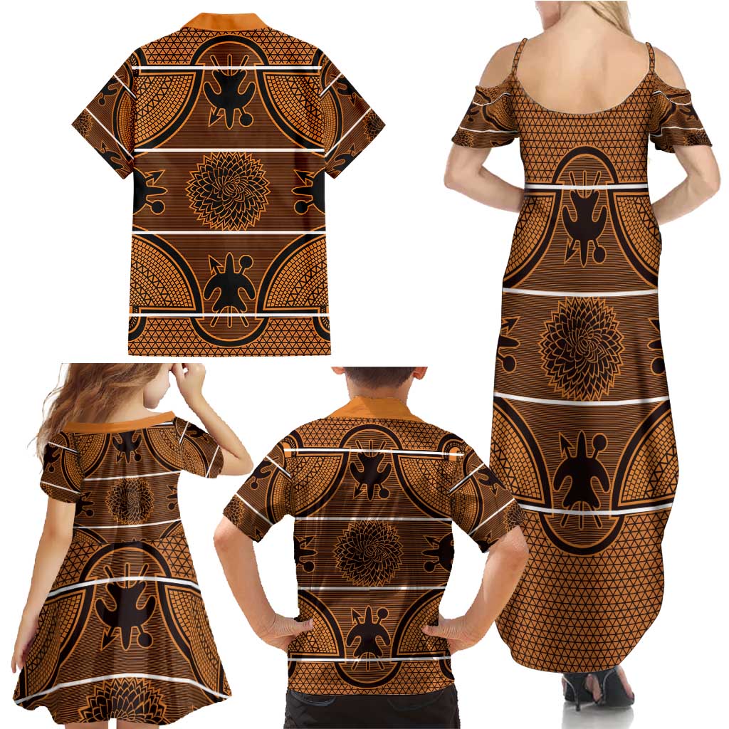 Lesotho Seanamarena Family Matching Summer Maxi Dress and Hawaiian Shirt Basotho Traditional Blanket Style - Orange - Wonder Print Shop
