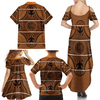 Lesotho Seanamarena Family Matching Summer Maxi Dress and Hawaiian Shirt Basotho Traditional Blanket Style - Orange - Wonder Print Shop