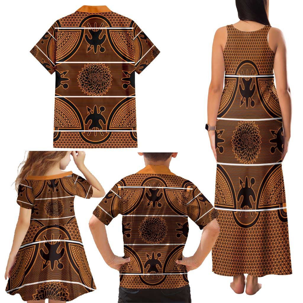 Lesotho Seanamarena Family Matching Tank Maxi Dress and Hawaiian Shirt Basotho Traditional Blanket Style - Orange - Wonder Print Shop