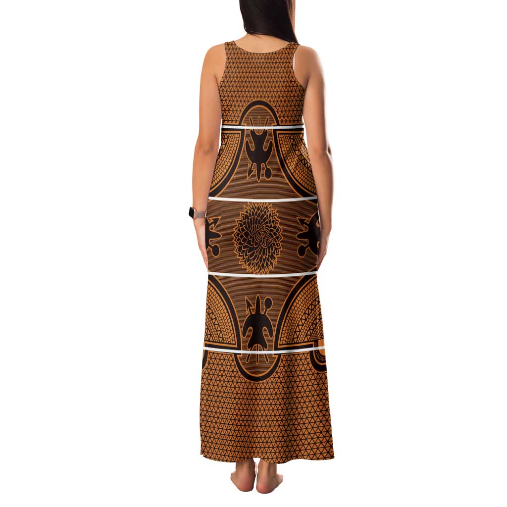Lesotho Seanamarena Family Matching Tank Maxi Dress and Hawaiian Shirt Basotho Traditional Blanket Style - Orange - Wonder Print Shop