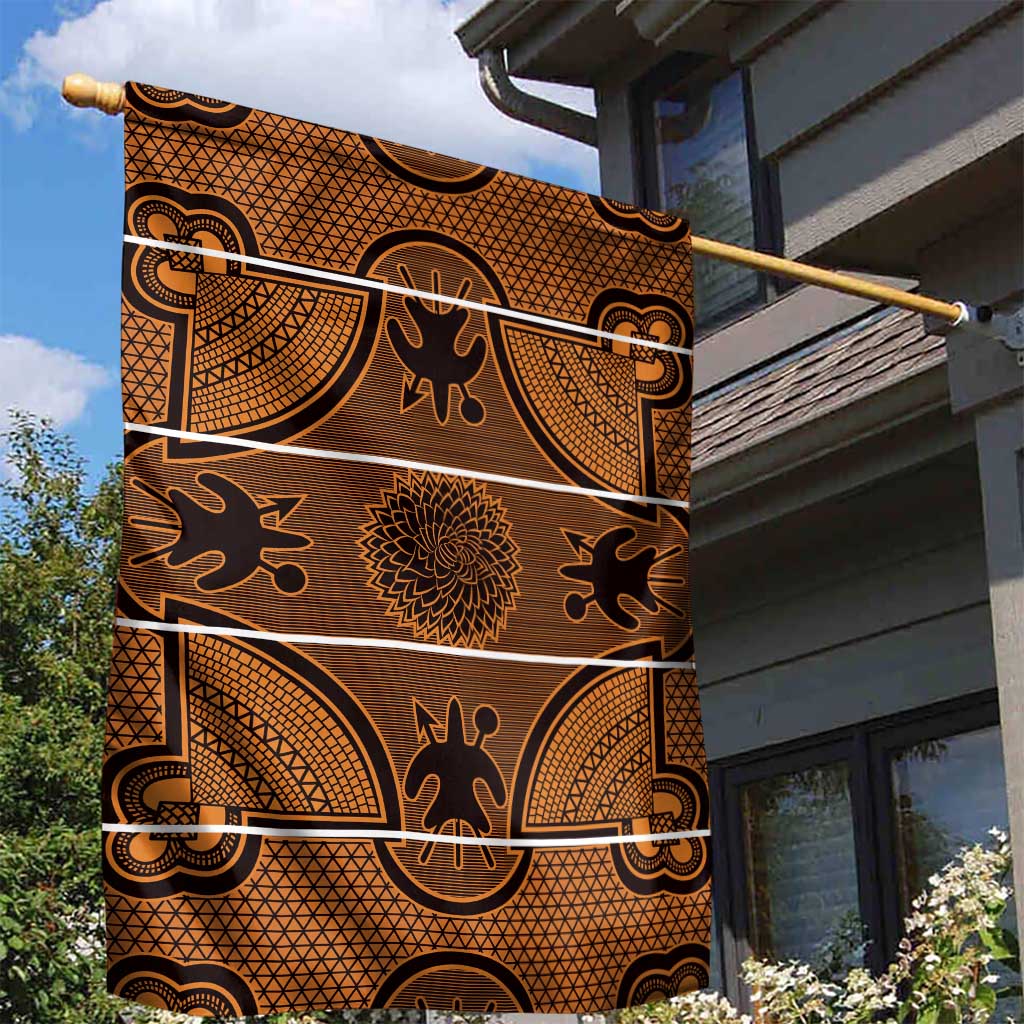 Lesotho Seanamarena Garden Flag Basotho Traditional Blanket Style - Orange - Wonder Print Shop