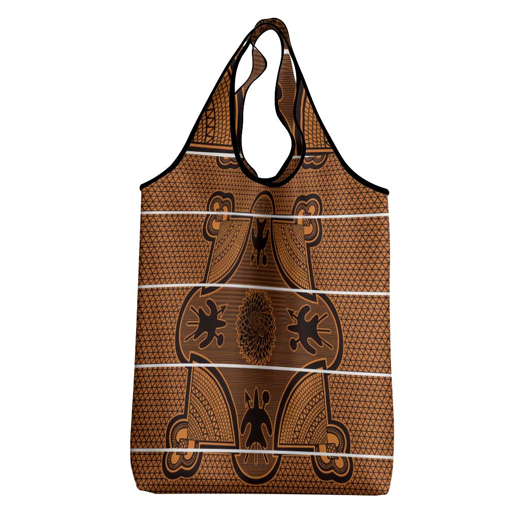 Lesotho Seanamarena Grocery Bag Basotho Traditional Blanket Style - Orange - Wonder Print Shop