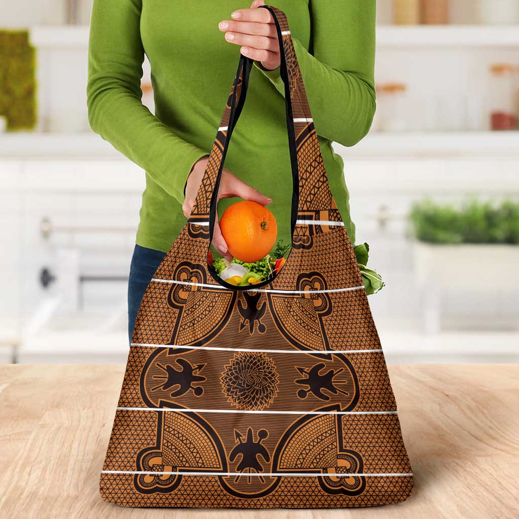 Lesotho Seanamarena Grocery Bag Basotho Traditional Blanket Style - Orange - Wonder Print Shop