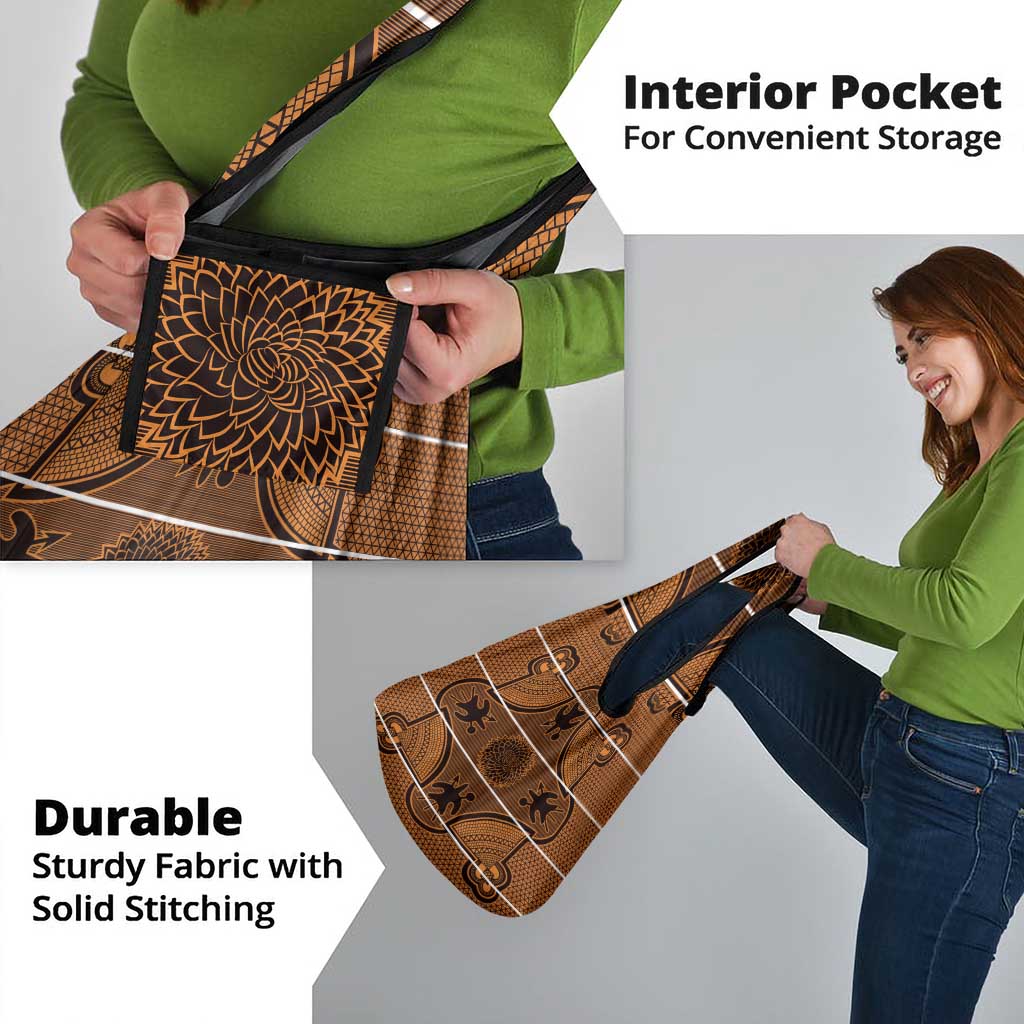 Lesotho Seanamarena Grocery Bag Basotho Traditional Blanket Style - Orange - Wonder Print Shop