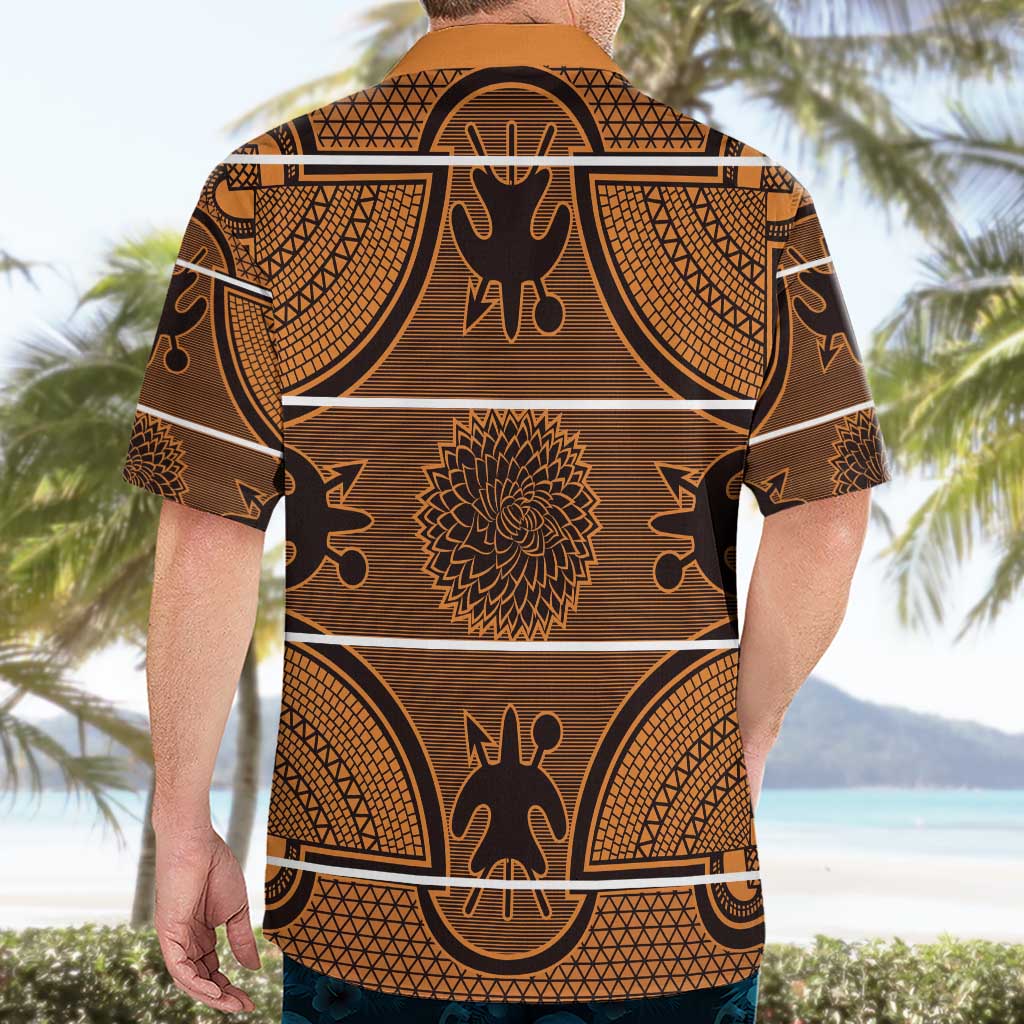 Lesotho Seanamarena Hawaiian Shirt Basotho Traditional Blanket Style - Orange - Wonder Print Shop