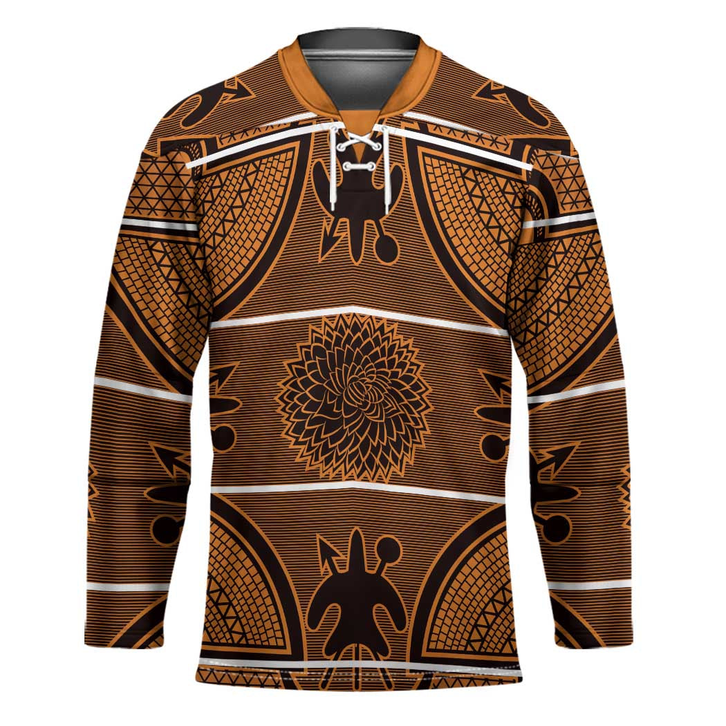 Lesotho Seanamarena Hockey Jersey Basotho Traditional Blanket Style - Orange - Wonder Print Shop