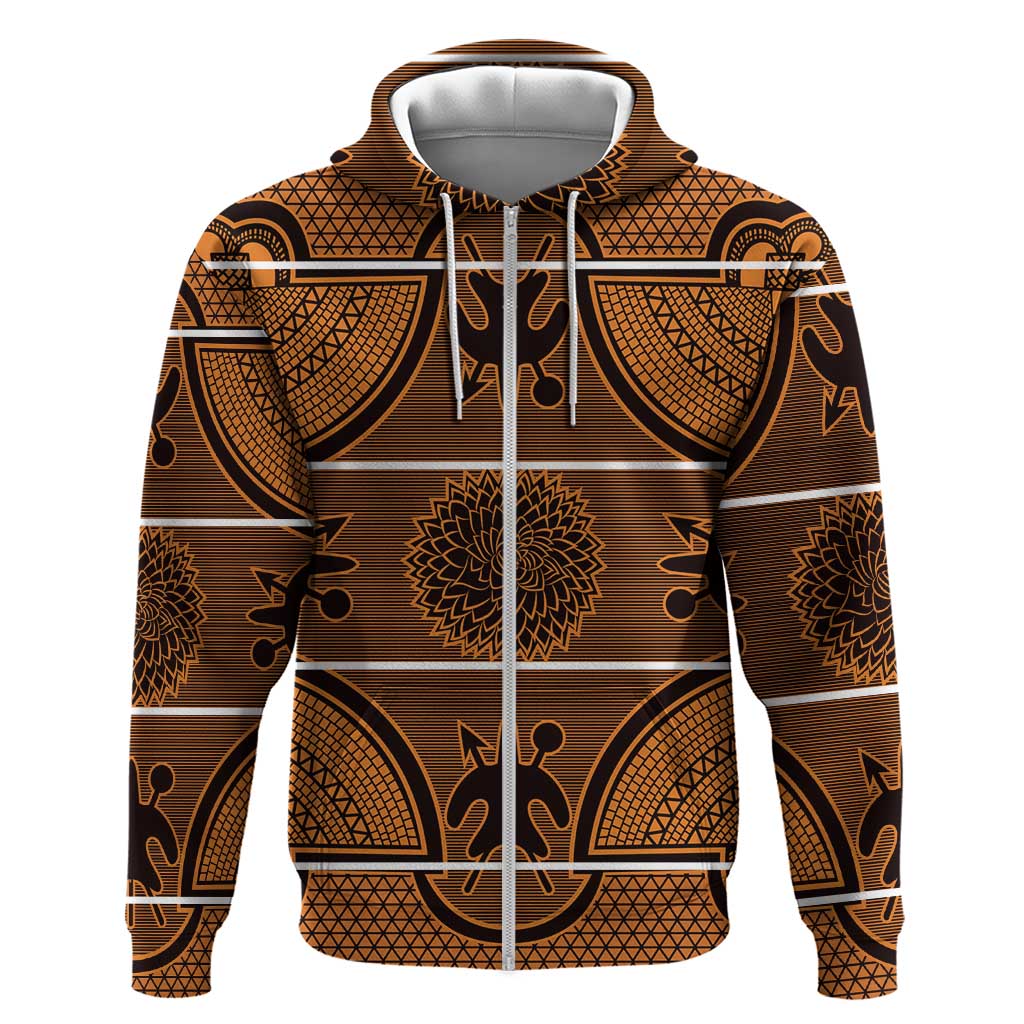 Lesotho Seanamarena Hoodie Basotho Traditional Blanket Style - Orange - Wonder Print Shop