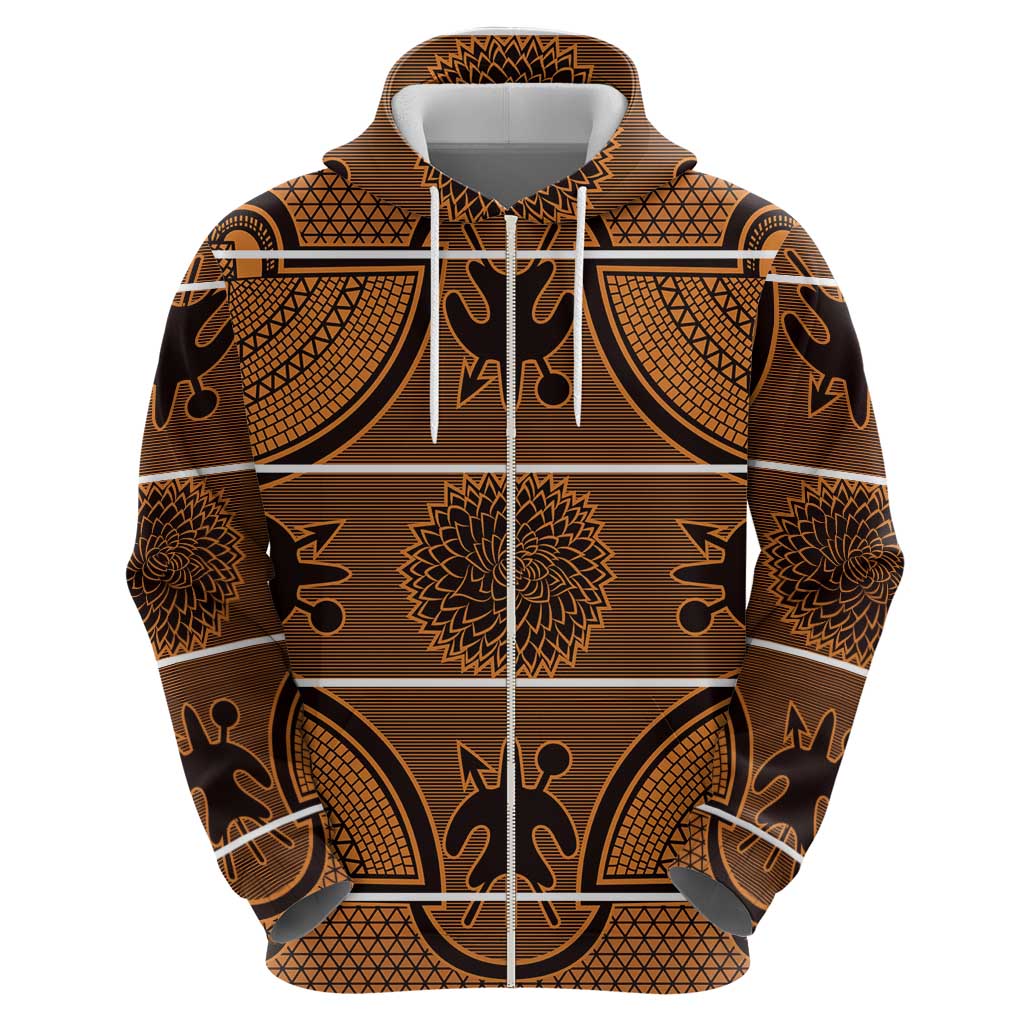 Lesotho Seanamarena Hoodie Basotho Traditional Blanket Style - Orange - Wonder Print Shop