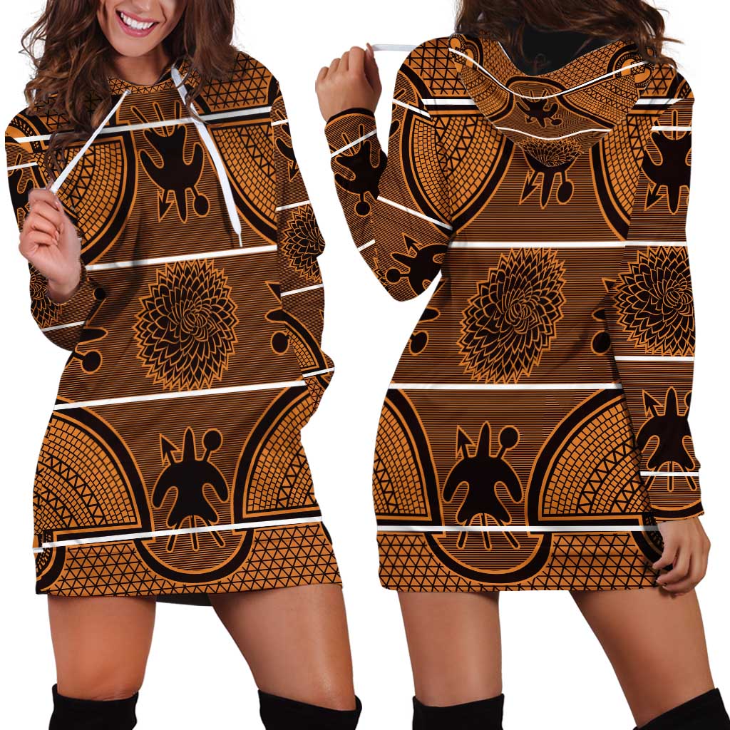 Lesotho Seanamarena Hoodie Dress Basotho Traditional Blanket Style - Orange - Wonder Print Shop