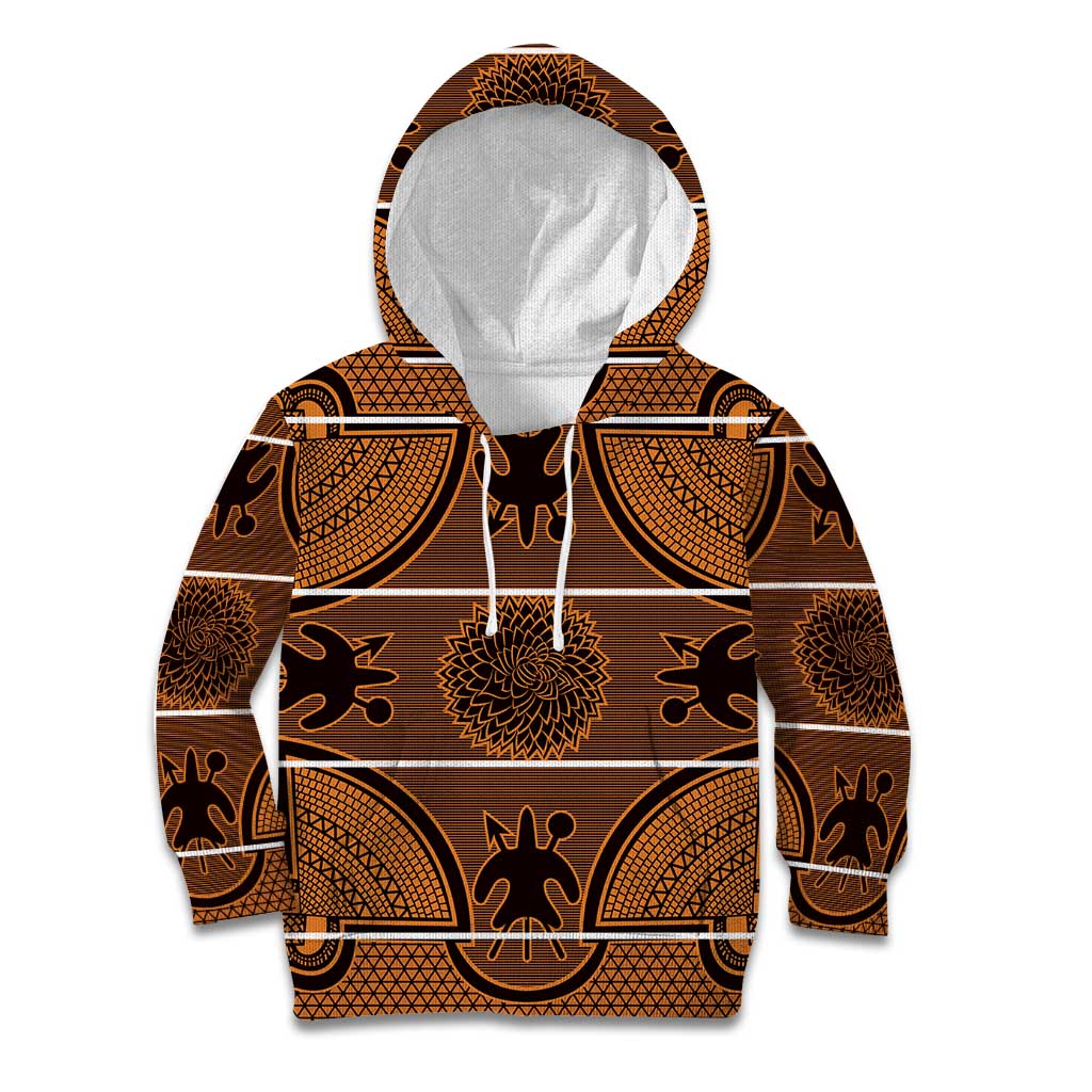 Lesotho Seanamarena Kid Hoodie Basotho Traditional Blanket Style - Orange - Wonder Print Shop