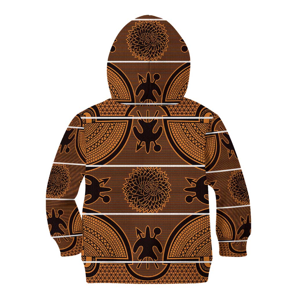 Lesotho Seanamarena Kid Hoodie Basotho Traditional Blanket Style - Orange - Wonder Print Shop
