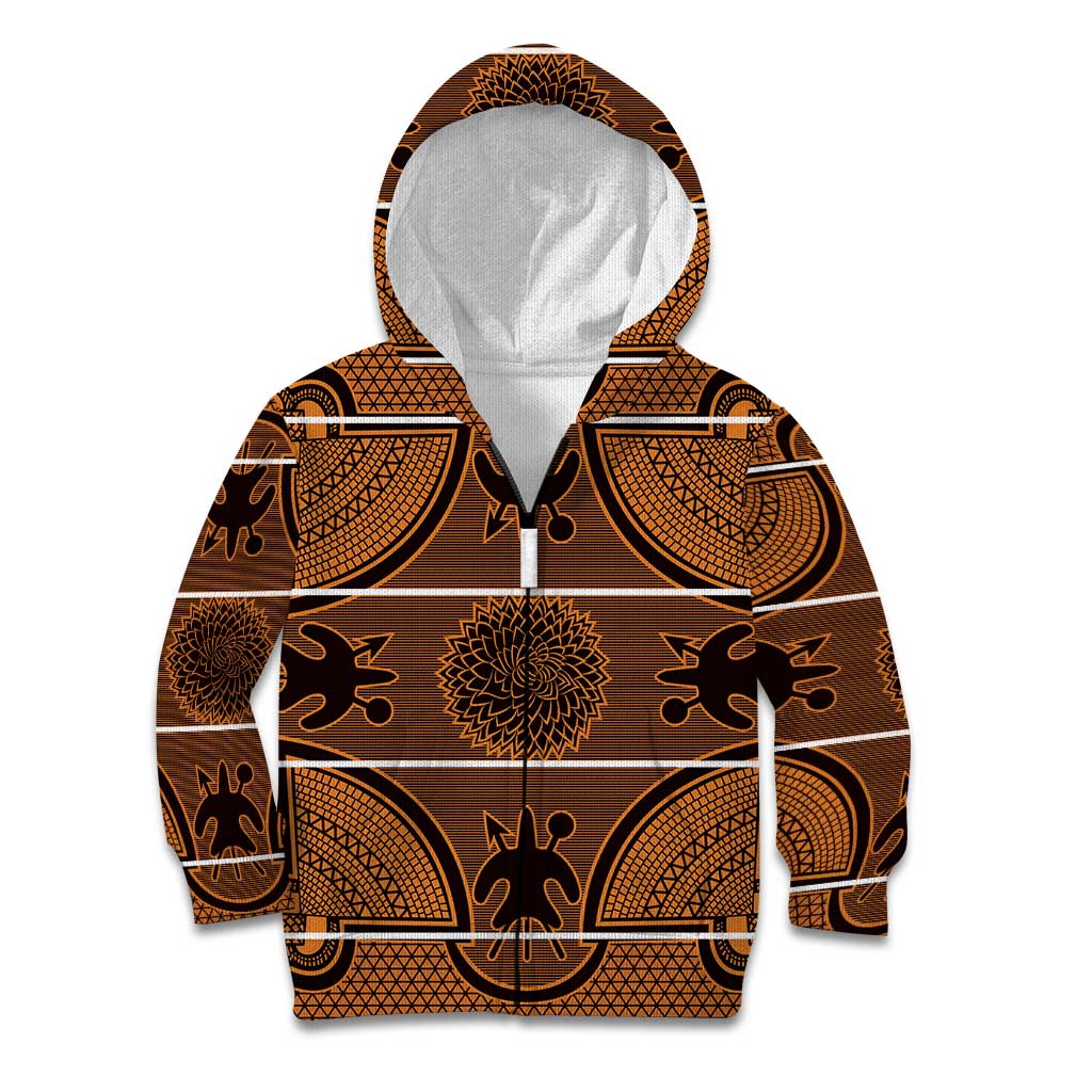 Lesotho Seanamarena Kid Hoodie Basotho Traditional Blanket Style - Orange - Wonder Print Shop