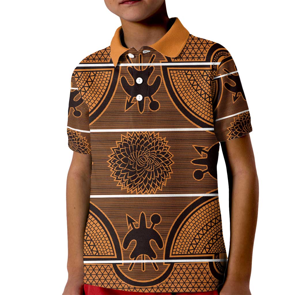 Lesotho Seanamarena Kid Polo Shirt Basotho Traditional Blanket Style - Orange - Wonder Print Shop