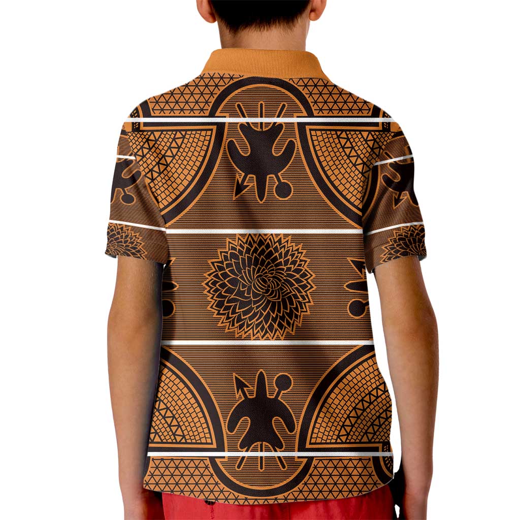 Lesotho Seanamarena Kid Polo Shirt Basotho Traditional Blanket Style - Orange - Wonder Print Shop