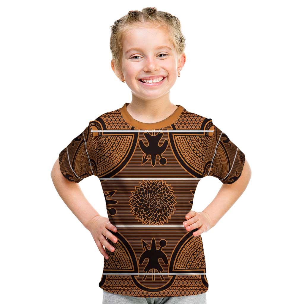Lesotho Seanamarena Kid T Shirt Basotho Traditional Blanket Style - Orange - Wonder Print Shop