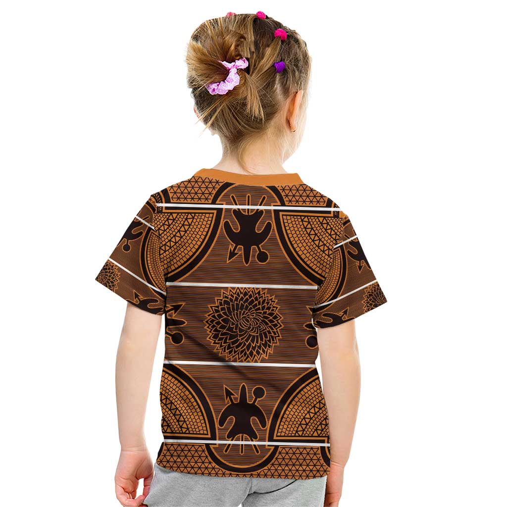 Lesotho Seanamarena Kid T Shirt Basotho Traditional Blanket Style - Orange - Wonder Print Shop