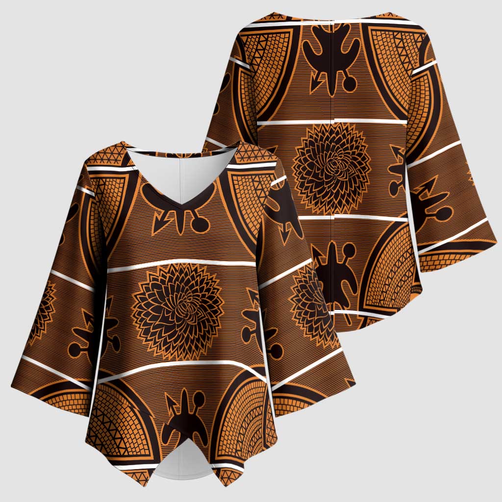 Lesotho Seanamarena Kimono Sleeve Blouse Basotho Traditional Blanket Style - Orange - Wonder Print Shop