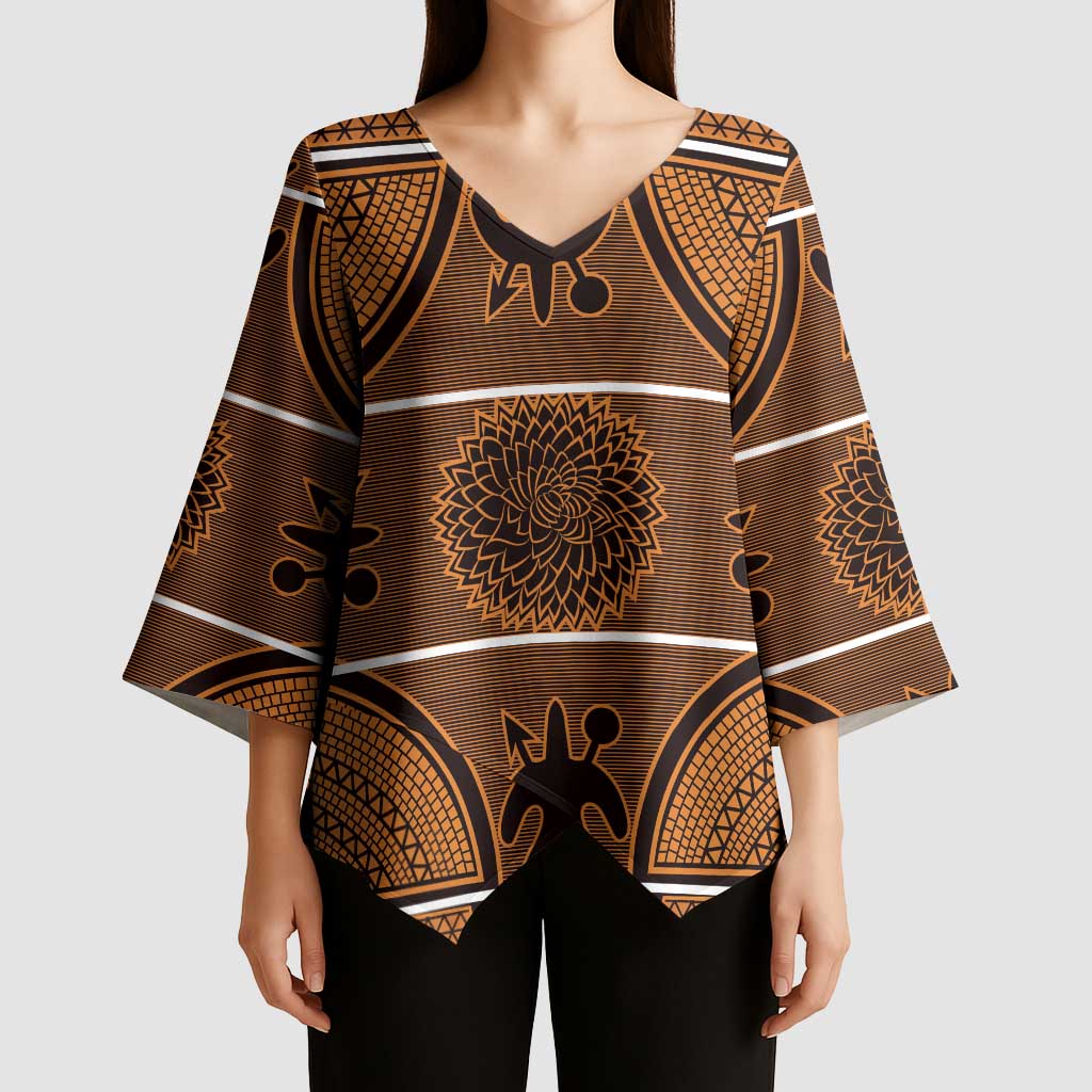 Lesotho Seanamarena Kimono Sleeve Blouse Basotho Traditional Blanket Style - Orange - Wonder Print Shop