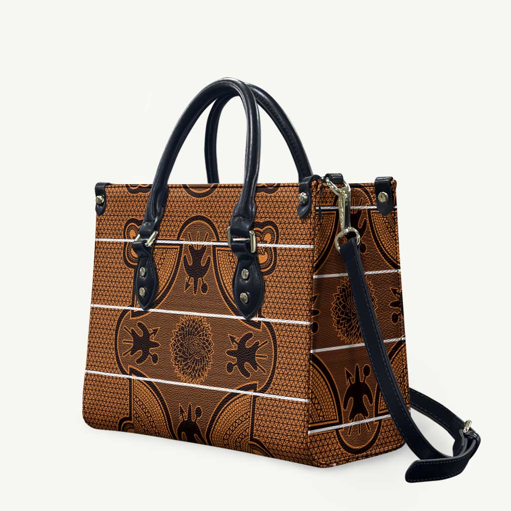 Lesotho Seanamarena Leather Bag Basotho Traditional Blanket Style - Orange - Wonder Print Shop