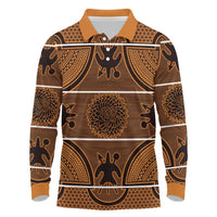 Lesotho Seanamarena Long Sleeve Polo Shirt Basotho Traditional Blanket Style - Orange - Wonder Print Shop