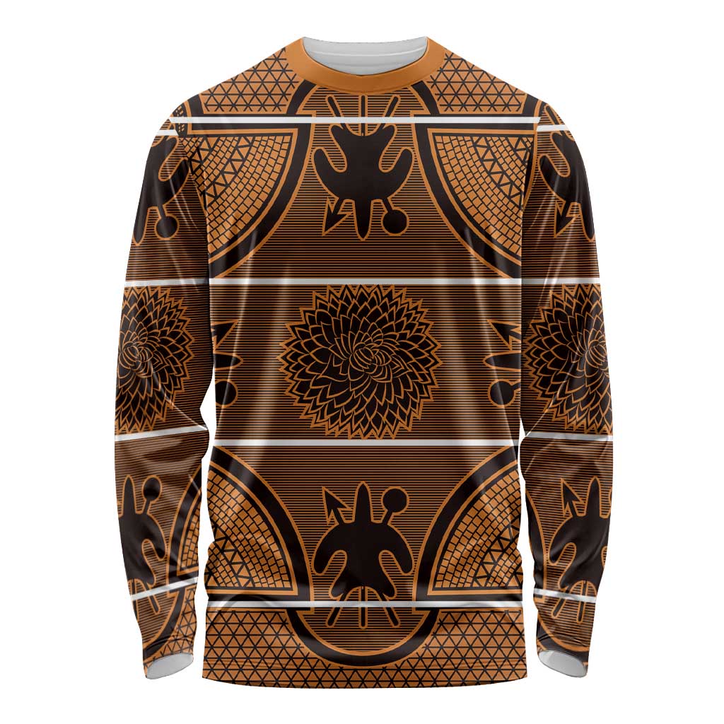 Lesotho Seanamarena Long Sleeve Shirt Basotho Traditional Blanket Style - Orange - Wonder Print Shop