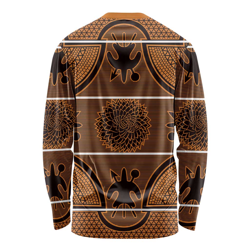 Lesotho Seanamarena Long Sleeve Shirt Basotho Traditional Blanket Style - Orange - Wonder Print Shop