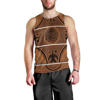 Lesotho Seanamarena Men Tank Top Basotho Traditional Blanket Style - Orange - Wonder Print Shop