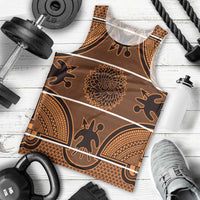 Lesotho Seanamarena Men Tank Top Basotho Traditional Blanket Style - Orange - Wonder Print Shop