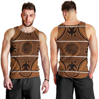 Lesotho Seanamarena Men Tank Top Basotho Traditional Blanket Style - Orange - Wonder Print Shop