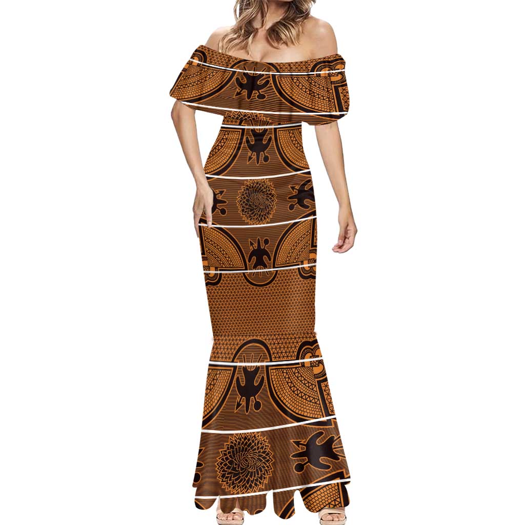 Lesotho Seanamarena Mermaid Dress Basotho Traditional Blanket Style - Orange - Wonder Print Shop
