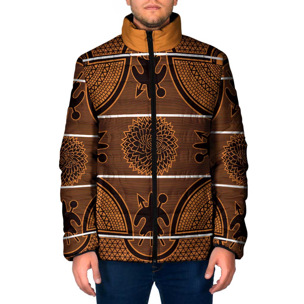 Lesotho Seanamarena Padded Jacket Basotho Traditional Blanket Style - Orange - Wonder Print Shop