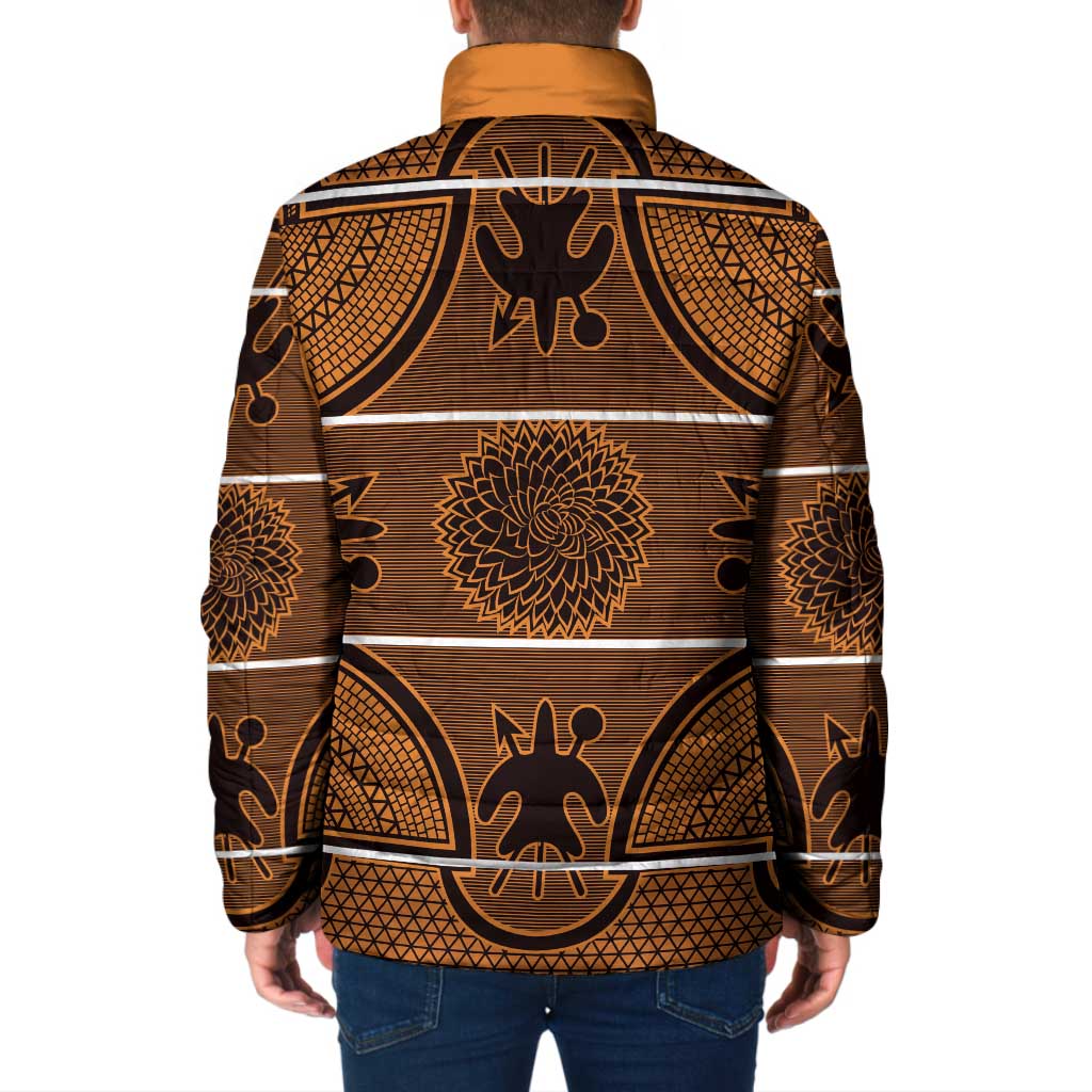 Lesotho Seanamarena Padded Jacket Basotho Traditional Blanket Style - Orange - Wonder Print Shop