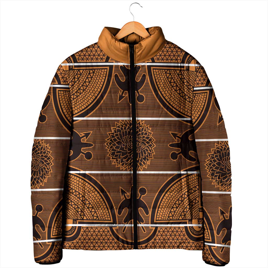 Lesotho Seanamarena Padded Jacket Basotho Traditional Blanket Style - Orange - Wonder Print Shop