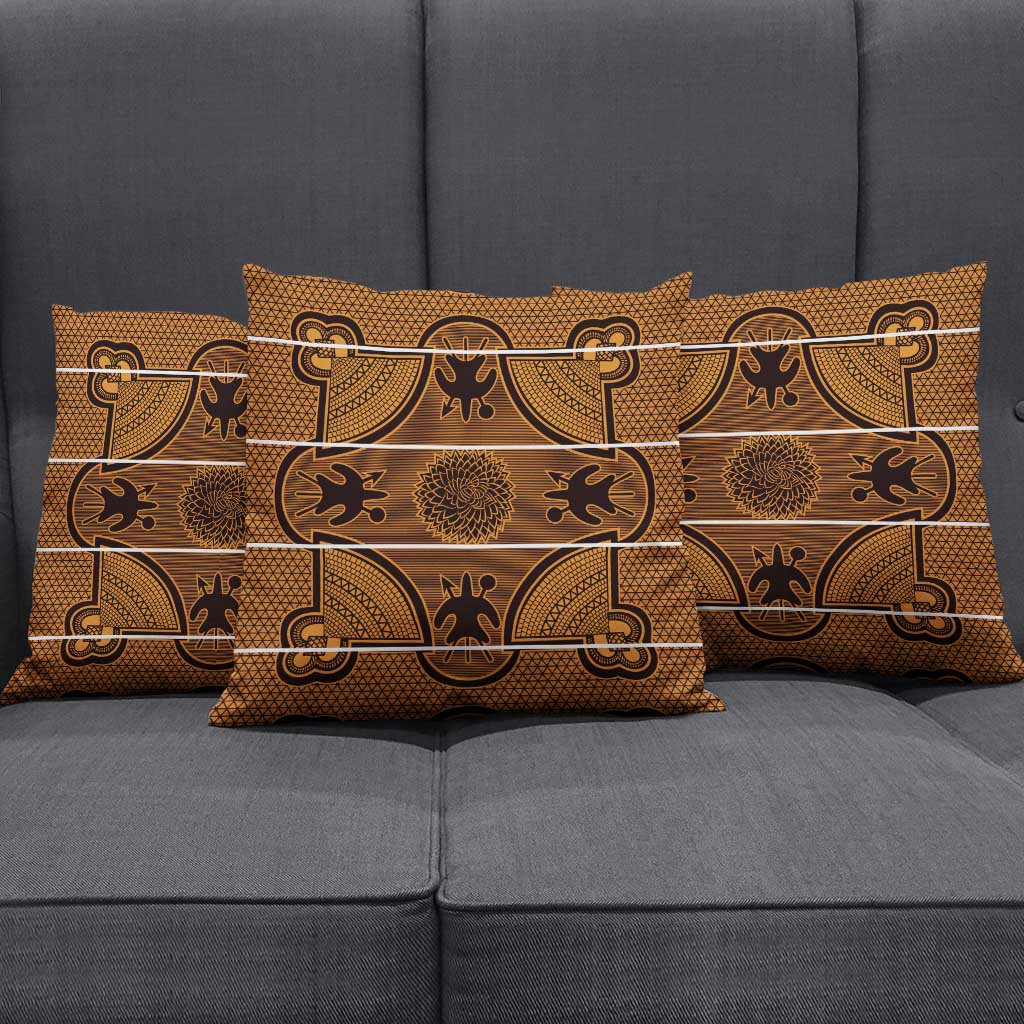 Lesotho Seanamarena Pillow Cover Basotho Traditional Blanket Style - Orange - Wonder Print Shop
