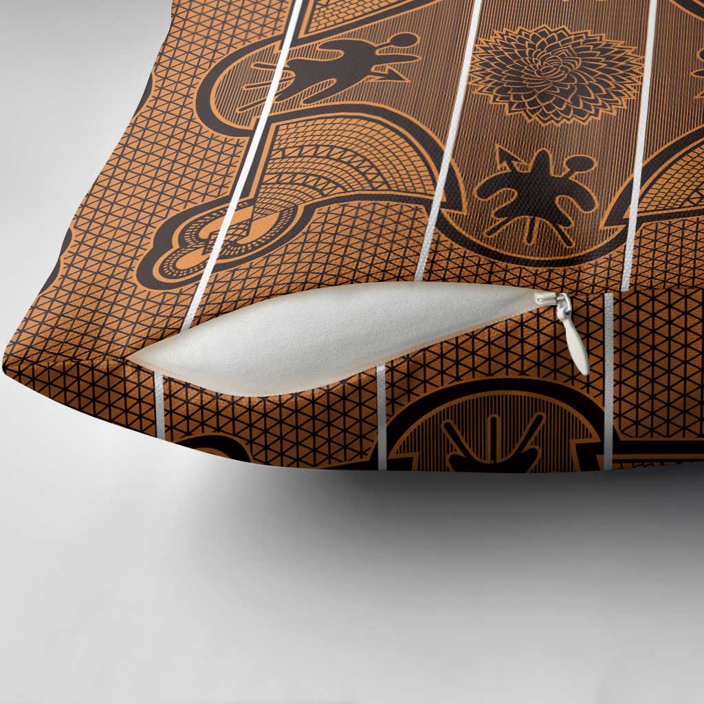 Lesotho Seanamarena Pillow Cover Basotho Traditional Blanket Style - Orange - Wonder Print Shop