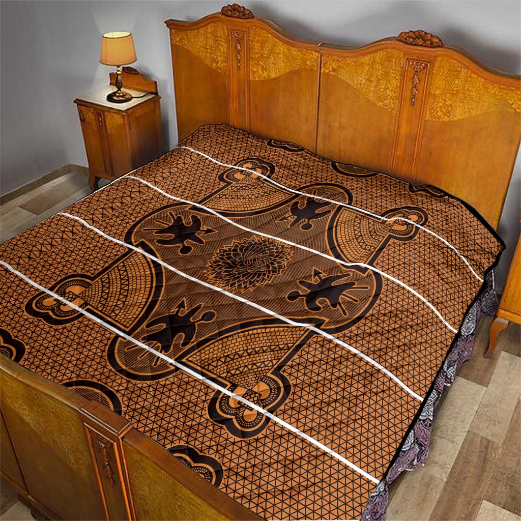 Lesotho Seanamarena Quilt Basotho Traditional Blanket Style - Orange - Wonder Print Shop